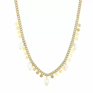 Ketting met kleine muntjes en zoetwater parels