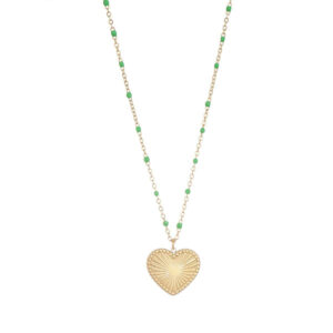 Ketting met hart en groene kralen